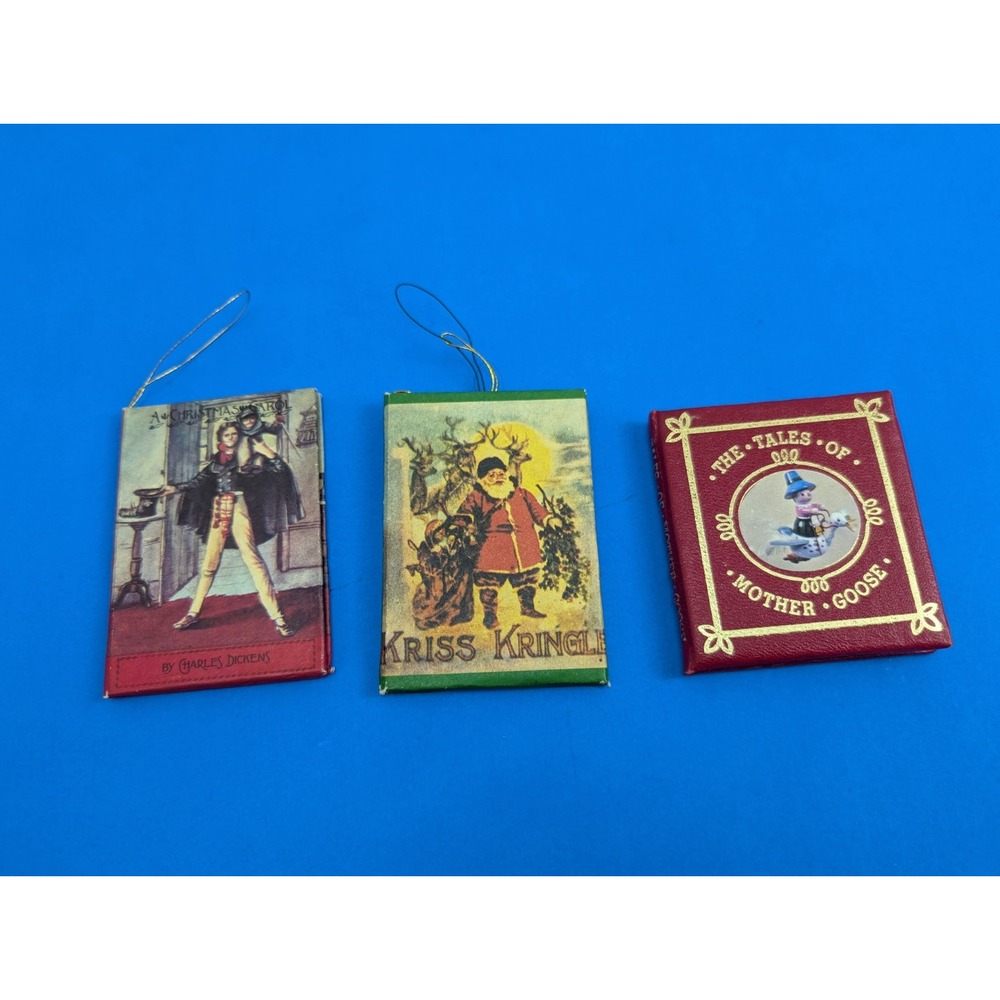 Vintage Charles Dickens & Kriss Kringle Miniature Story Book Christmas Ornament